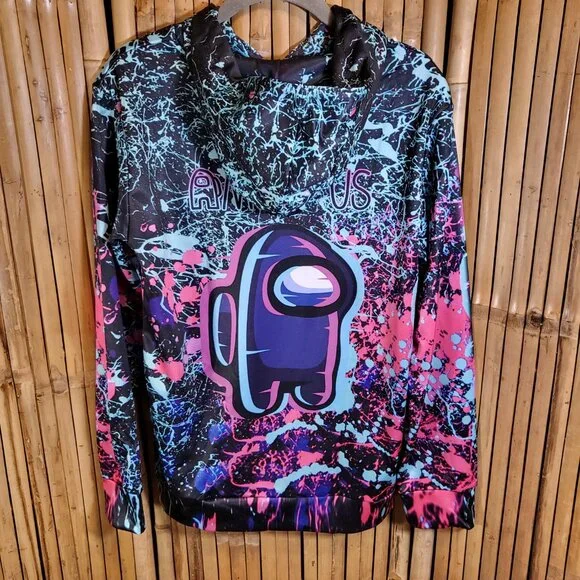 Among Us Kid's Hoodie Sweatshirt Medium Paint Splatter NEW - Picture 4 of 8